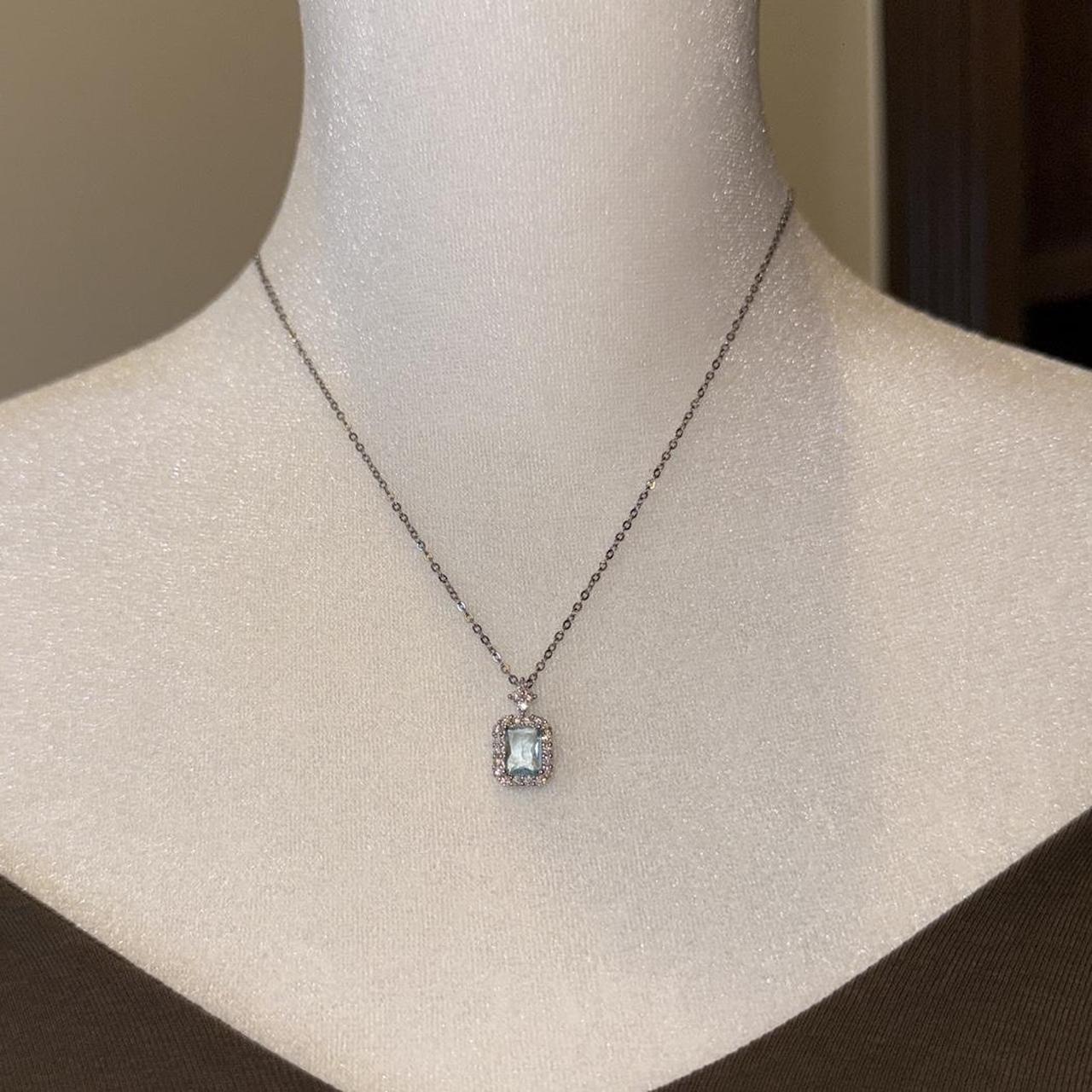 P0 Sterling Silver blue crystal necklace - Image 1