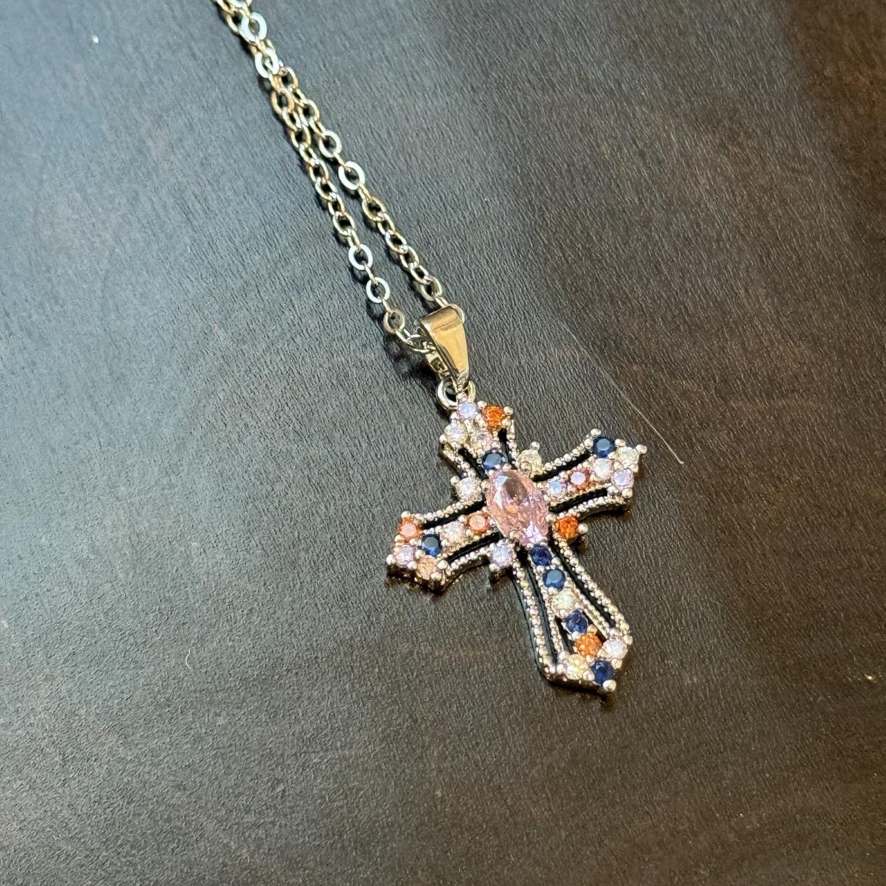 P0 Silver cross pendant necklace - Image 1