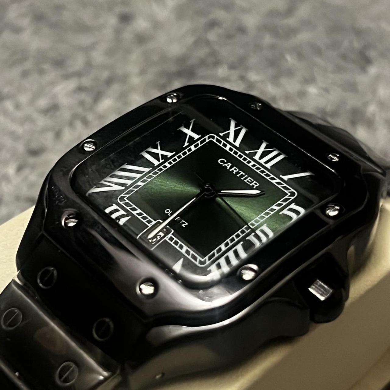P0-62 Cartier Men’s Black and Green Watch - Image 1